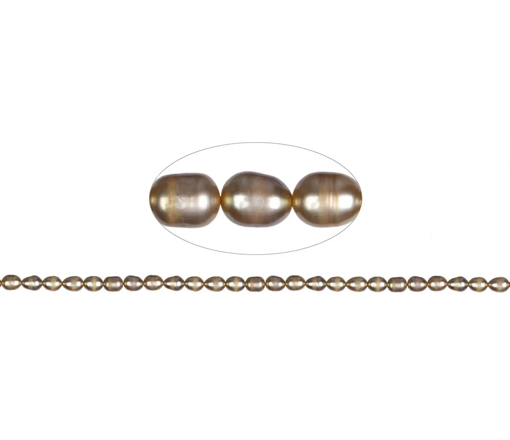 Heilstein & Edelstein-Strang - Reiskorn, Süßwasser-Perle, gelbgrün (gef.), 06-07mm