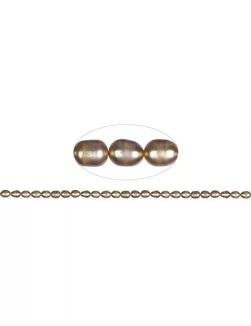 Heilstein & Edelstein-Strang - Reiskorn, Süßwasser-Perle, gelbgrün (gef.), 06-07mm