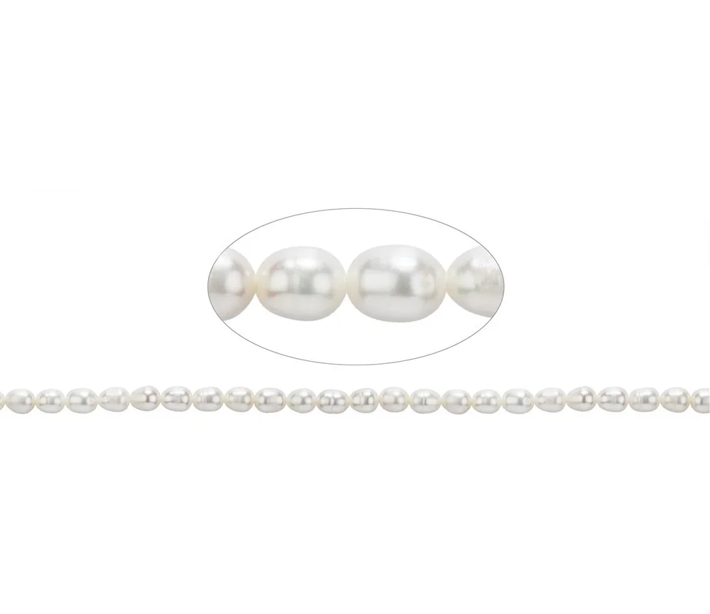 Heilstein & Edelstein-Strang - Reiskorn, Süßwasser-Perle, weiß-creme, 06mm