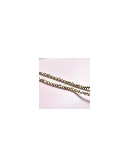 Heilstein & Edelstein-Strang - Button, Süßwasser-Perle grün (gef.), 02 x 03-04mm