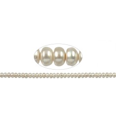 Heilstein & Edelstein-Strang - Button, Süßwasser-Perle, 05-06 x 09-10mm