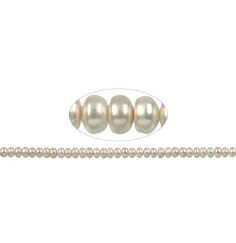 Heilstein & Edelstein-Strang - Button, Süßwasser-Perle, 05-06 x 09-10mm