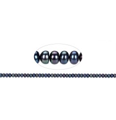 Heilstein & Edelstein-Strang - Button, Süßwasser-Perle A, petrol (gef.), 04 x 06-07mm