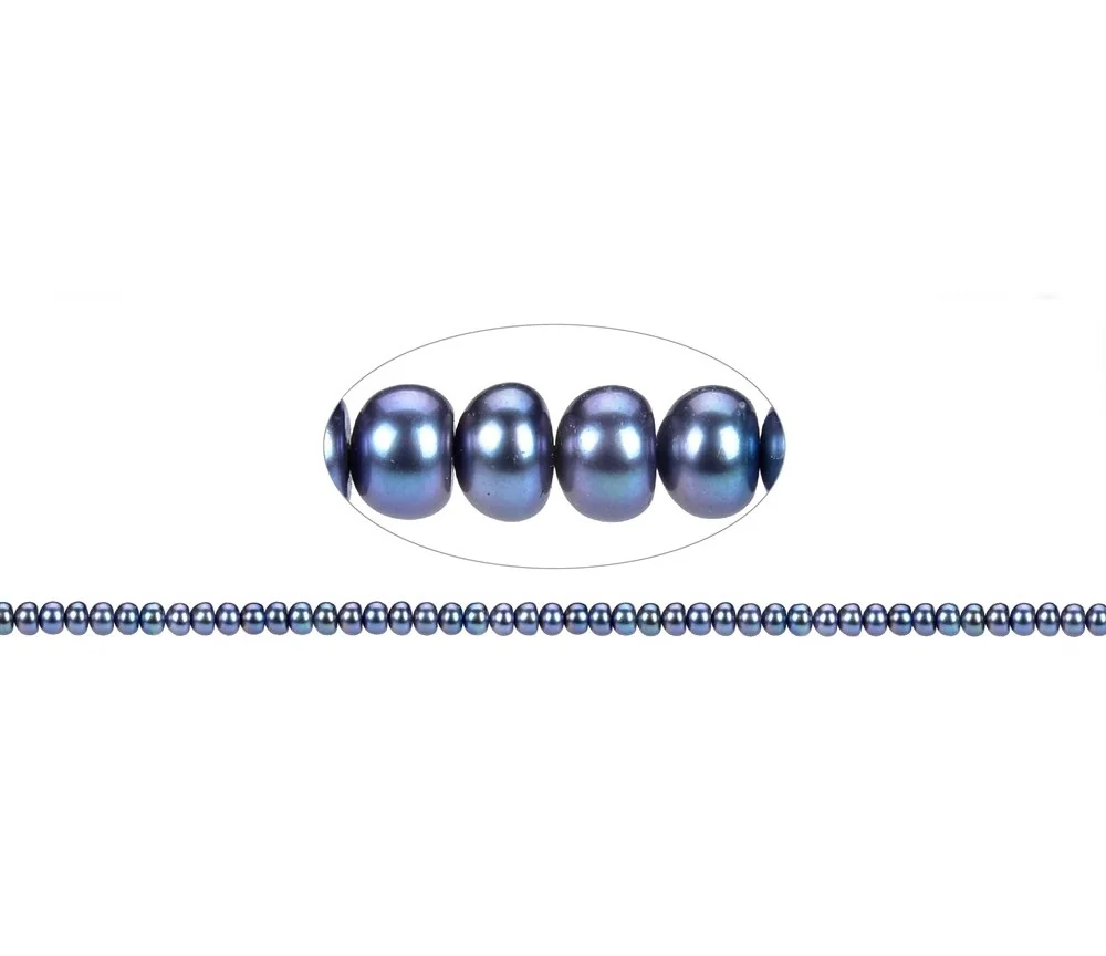 Heilstein & Edelstein-Strang - Keshi, Süßwasser-Perle blau-grau (gef.), 05-06mm