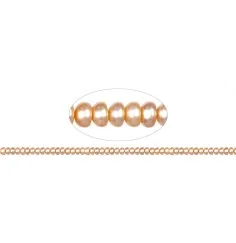 Heilstein & Edelstein-Strang - Button, Süßwasser-Perle lachs (natur), 03-04 x 05-06mm