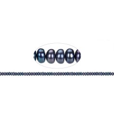 Heilstein & Edelstein-Strang - Button, Süßwasser-Perle petrol (gef.), 03 x 05-06mm