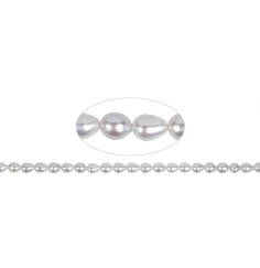 Heilstein & Edelstein-Strang - Tropfen, Süßwasser-Perle, weiß-creme,  08 x 06,5mm