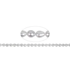 Heilstein & Edelstein-Strang - Tropfen, Süßwasser-Perle, weiß-creme, 08 x 06,5mm