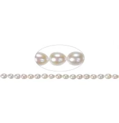 Heilstein & Edelstein-Strang - Tropfen, Süßwasser-Perle, weiß-creme, 08 - 09mm