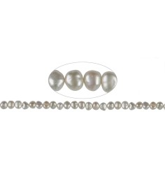 Heilstein & Edelstein-Strang - Freeform, Süßwasser-Perle AB, weiß-creme, 08-09mm
