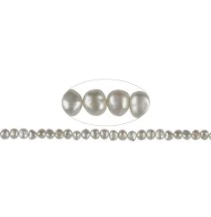 Heilstein & Edelstein-Strang - Freeform, Süßwasser-Perle AB, weiß-creme, 08-09mm