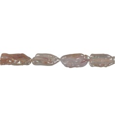 Heilstein & Edelstein-Strang - Barockperle, Süßwasser-Perle A+, violett/lachs, 20-30 x 14-18mm