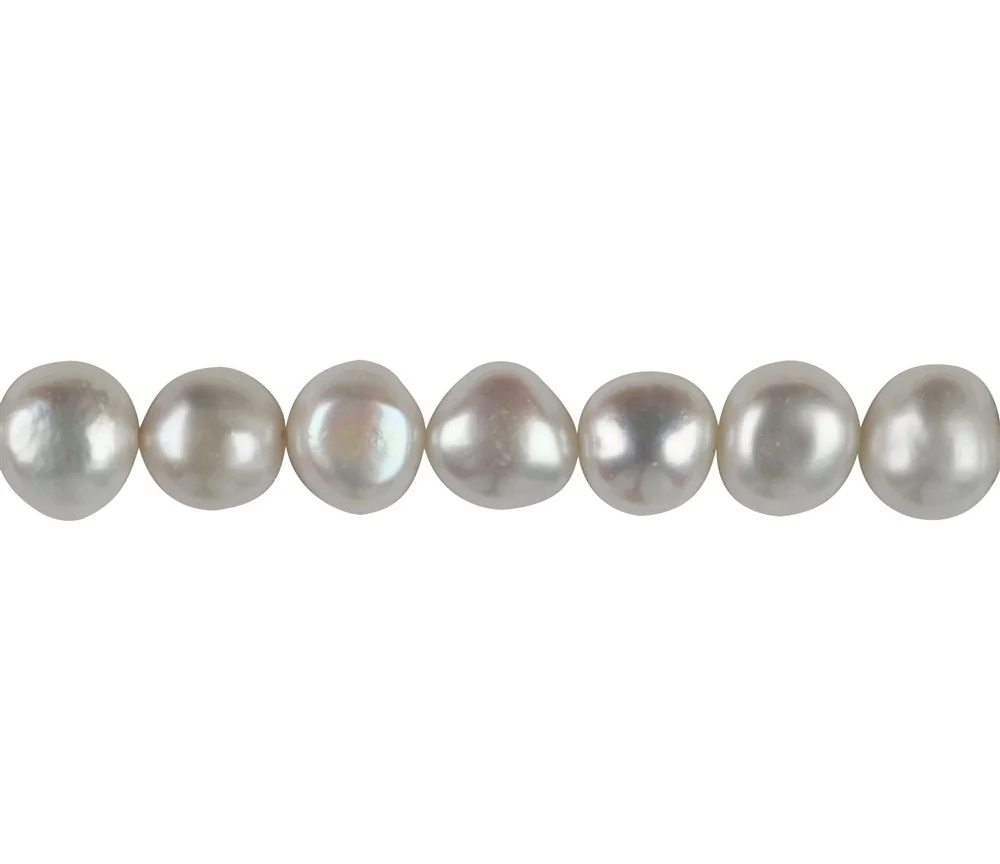 Heilstein & Edelstein-Strang - Freeform, Süßwasser-Perle A, weiß, 10-11mm