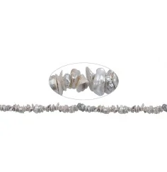 Heilstein & Edelstein-Strang - Freeform, Süßwasser-Perle, silbergrau (natur), ca. 01-04 x 04-08mm