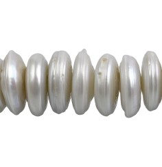 Heilstein & Edelstein-Strang - Scheiben, Süßwasser-Perle Ab, creme-weiß (natur), 03-06 x 15-20mm