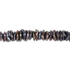 Heilstein & Edelstein-Strang - Keshi, Süßwasser-Perle A, petrol-lila (gef.), ca. 02-04 x 08-10mm