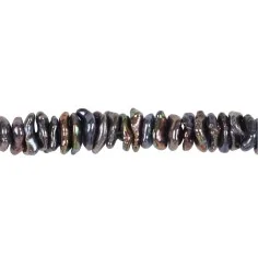 Heilstein & Edelstein-Strang - Keshi, Süßwasser-Perle A, petrol-lila (gef.), ca. 02-04 x 08-10mm