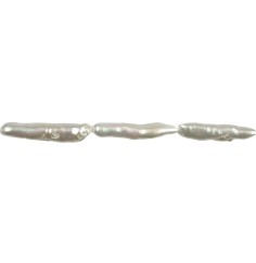 Heilstein & Edelstein-Strang - Stäbchen, Süßwasser-Perle A+ weiß, ca. 25 - 30mm