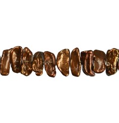 Heilstein & Edelstein-Strang - flach, Süßwasser-Perle AB, braun (gef.), 06 x 15-18mm