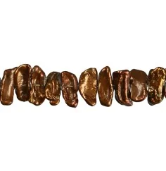 Heilstein & Edelstein-Strang - flach, Süßwasser-Perle AB, braun (gef.), 06 x 15-18mm