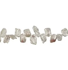 Heilstein & Edelstein-Strang - flach, Süßwasser-Perle weiß, ca. 08 - 12 x 14 - 20 x 03 - 04mm