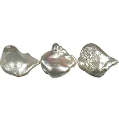 Heilstein & Edelstein-Strang - Perle Barock mit Nukleus, silbergrau, ca. 20 - 25mm