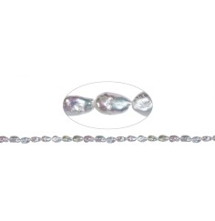 Heilstein & Edelstein-Strang - Barock Freeform, Süßwasser-Perle, creme-weiß, 18 x 07-11mm