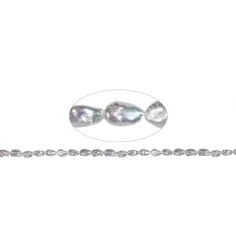 Heilstein & Edelstein-Strang - Barock Freeform, Süßwasser-Perle, creme-weiß, 18 x 07-11mm