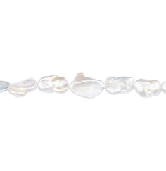 Heilstein & Edelstein-Strang - Barock Freeform, Süßwasser-Perle, creme-weiß, 10-20 x 09-13mm