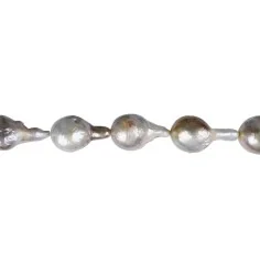 Heilstein & Edelstein-Strang - Tropfen, Süßwasser-Perle, creme-weiß, 19-37 x 13-19mm