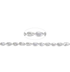 Heilstein & Edelstein-Strang - Tropfen flach, Süßwasser-Perle, 014 x 08mm