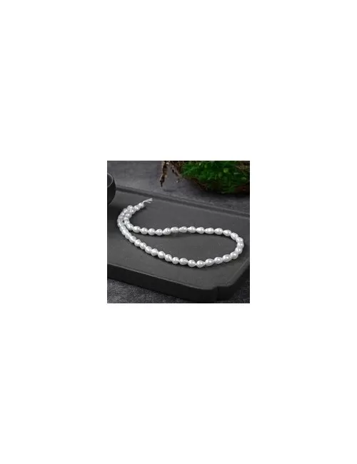 Heilstein & Edelstein-Strang - Tropfen, Süßwasser-Perle, weiß-creme, 06 - 07mm