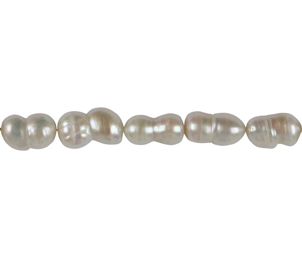 Heilstein & Edelstein-Strang - Peanut, Süßwasser-Perle, weiß-creme, 15-20 x 10-12mm