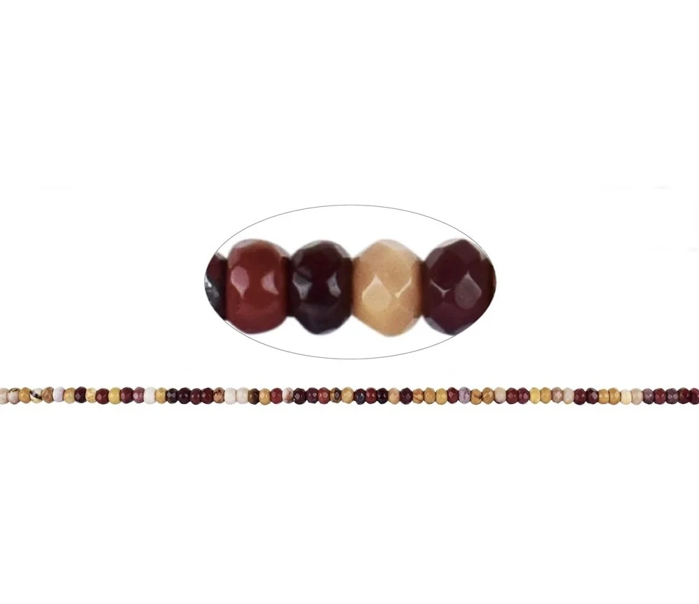 Heilstein & Edelstein-Strang - Button, Mooakit, facettiert, 02 x 04mm (38cm)