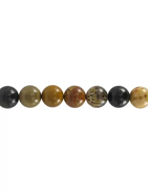 Heilstein & Edelstein-Strang - Kugeln, versteinertes Palmholz, 16mm