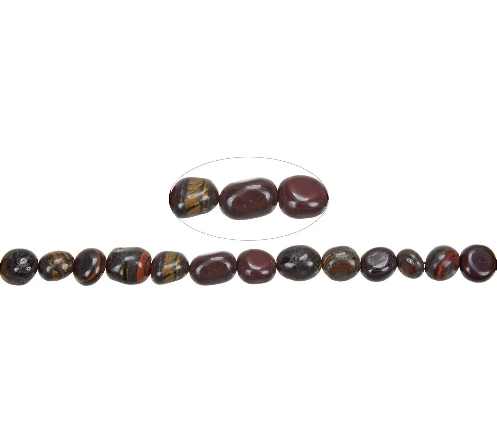 Heilstein & Edelstein-Strang - Nuggets, Tigereisen, 07 - 09mm (38cm)