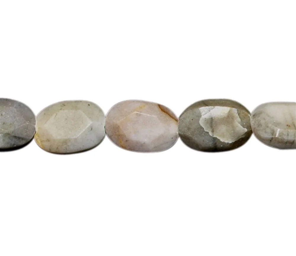 Heilstein & Edelstein-Strang - Oval, Picassomarmor, Rand facettiert, 06 x 04mm