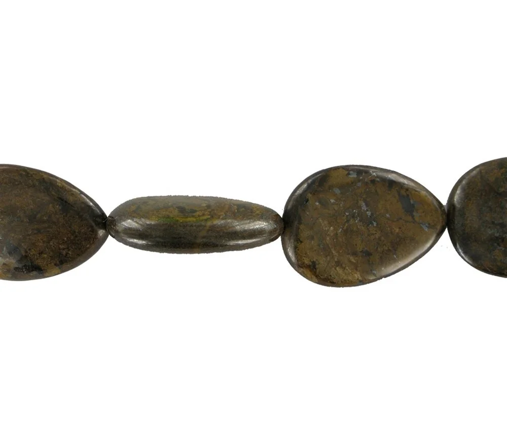 Heilstein & Edelstein-Strang - Tropfen flach, Bronzit, 25 x 18mm