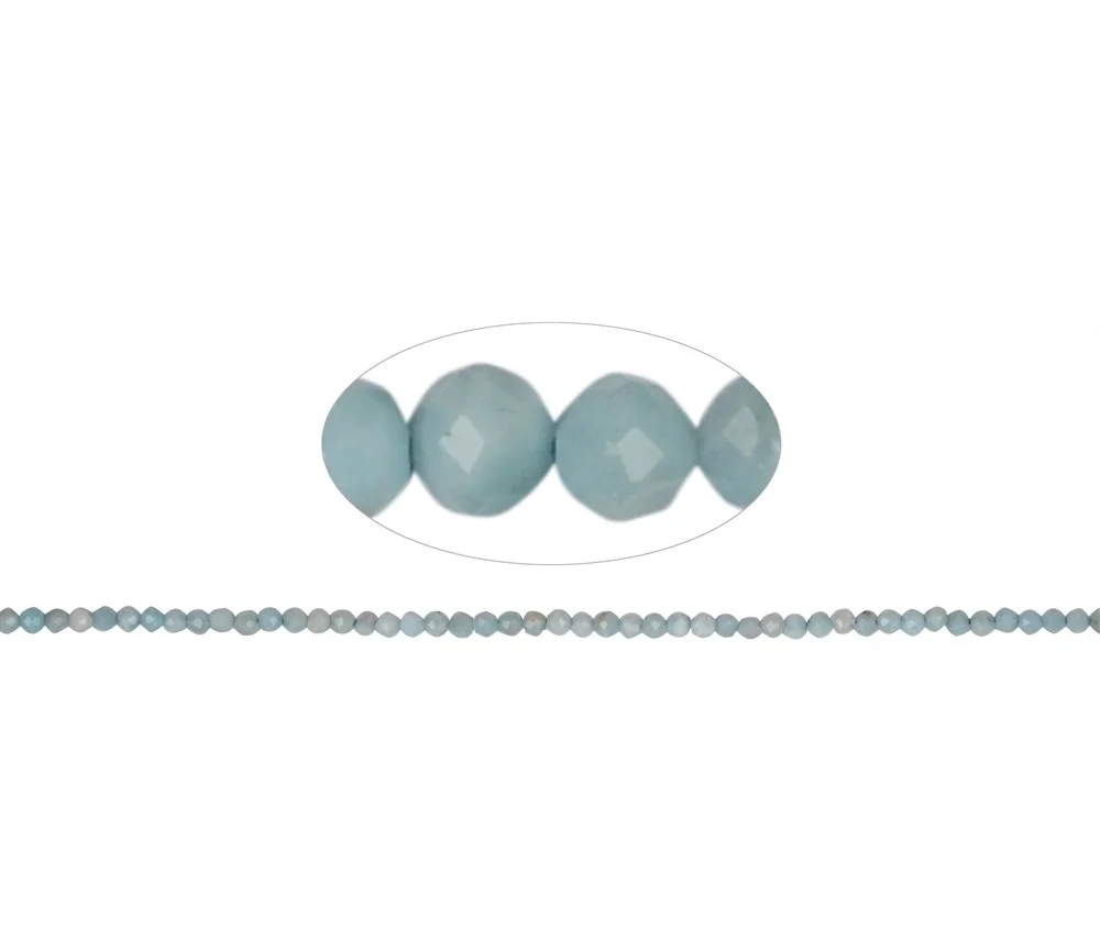 Heilstein & Edelstein-Strang - Kugeln, Larimar, facettiert, 01,75-02,0mm