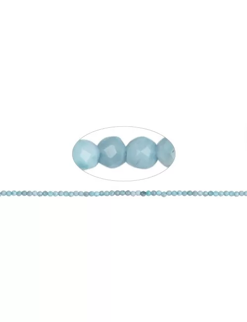 Heilstein & Edelstein-Strang - Kugeln, Larimar, facettiert, 02mm (38cm)