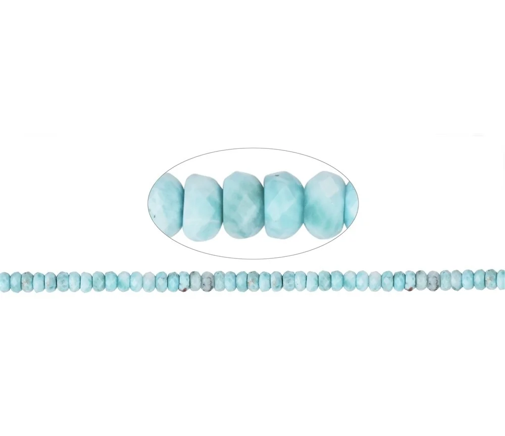 Heilstein & Edelstein-Strang - Button, Larimar, facettiert, 04 x 08,5mm