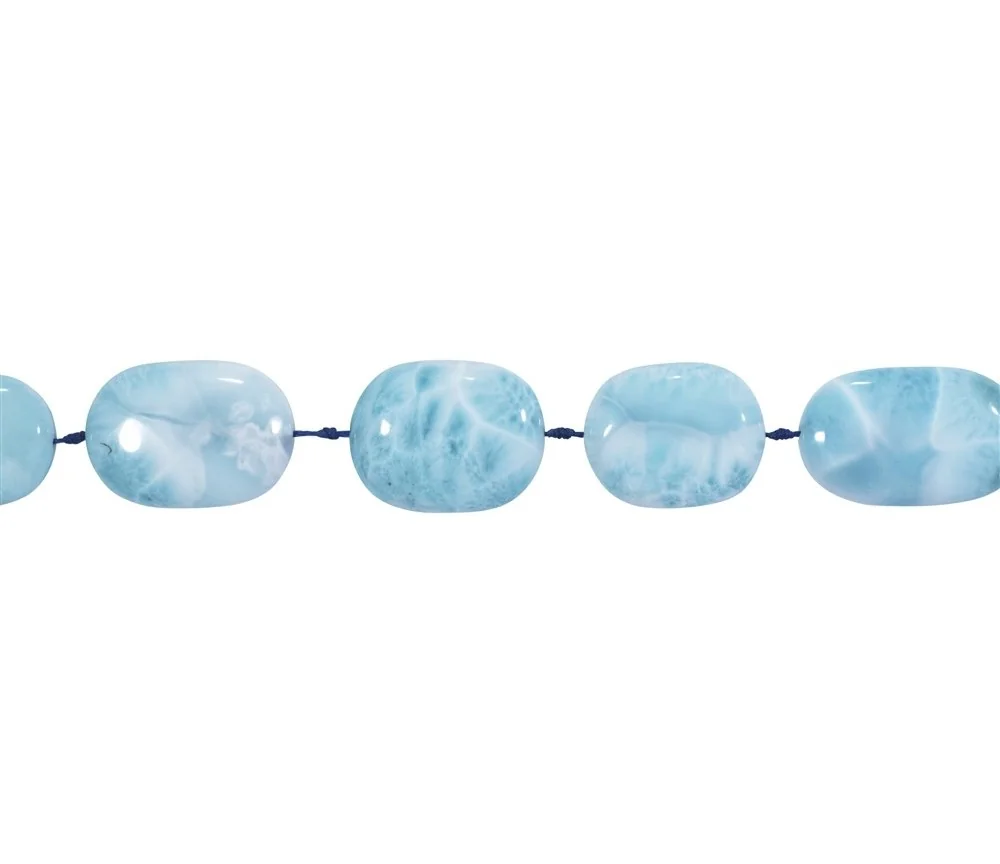 Heilstein & Edelstein-Strang - Scheiben oval, Larimar AAA, 25-35 x 18mm