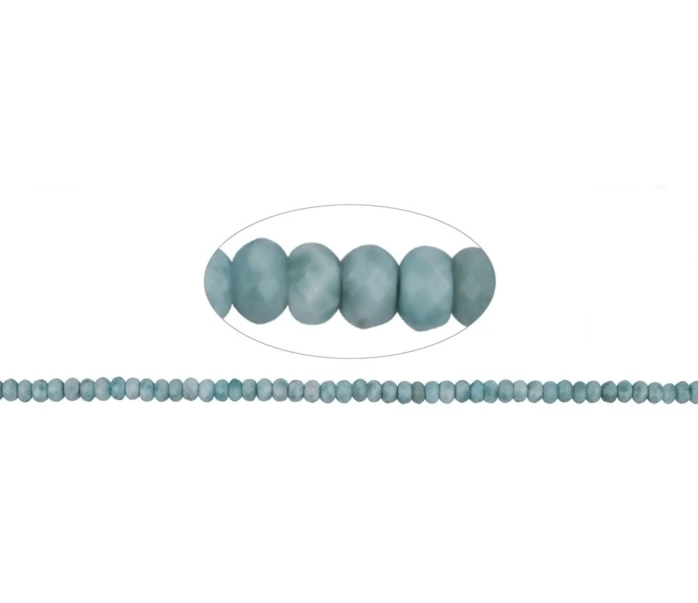 Heilstein & Edelstein-Strang - Button, Larimar, facettiert, 05,0-05,5mm