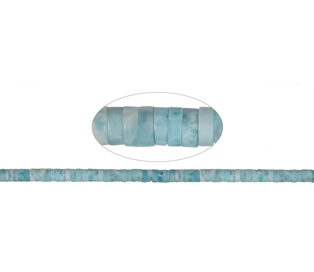 Heilstein & Edelstein-Strang - Zylinder (Heishi)/Walze, Larimar, 04 x 08mm