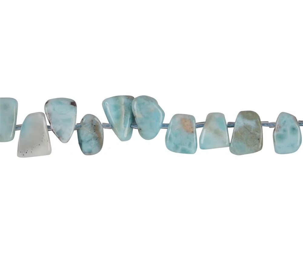 Heilstein & Edelstein-Strang - Freeform flach, Larimar, 07-10 x 13-15mm