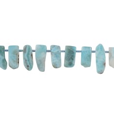 Heilstein & Edelstein-Strang - Freeform Stäbchen flach, Larimar, 05-08 x 12-22mm, mit Verlauf