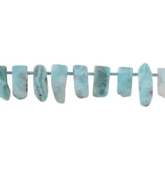 Heilstein & Edelstein-Strang - Freeform Stäbchen flach, Larimar, 05-08 x 12-22mm, mit Verlauf