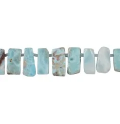 Heilstein & Edelstein-Strang - Freeform Stäbchen flach, Larimar, 08-10 x 15-20mm