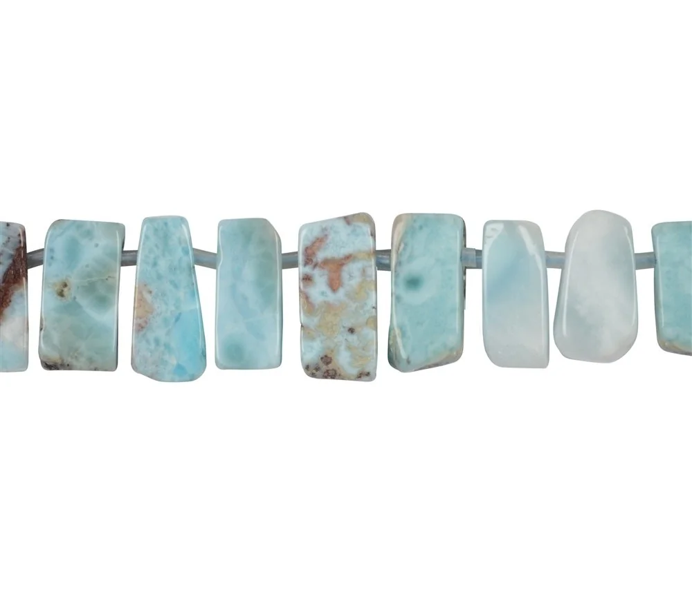 Heilstein & Edelstein-Strang - Freeform Stäbchen flach, Larimar, 08-10 x 15-20mm