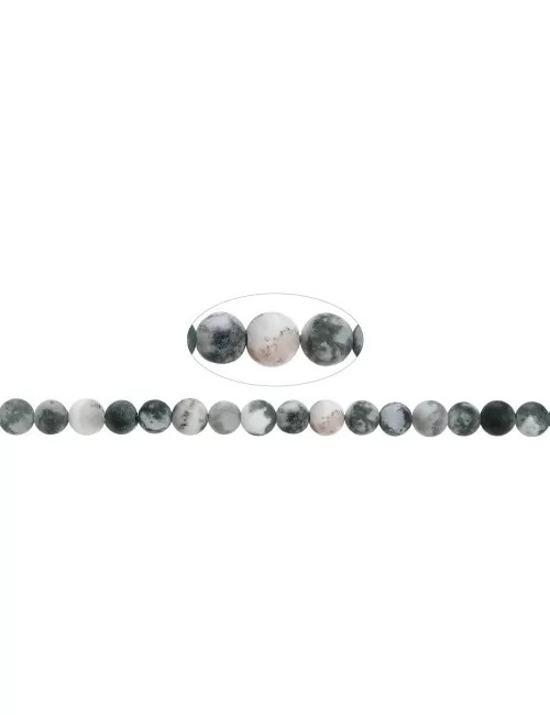 Heilstein & Edelstein-Strang - Kugeln, Baumachat, matt, 06mm (39cm)